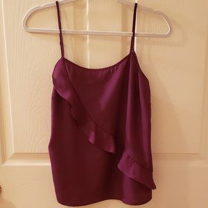 J. Crew Summer Slouchy Ruffle Spaghetti Strap Breathable Tank Top in Purple (6)